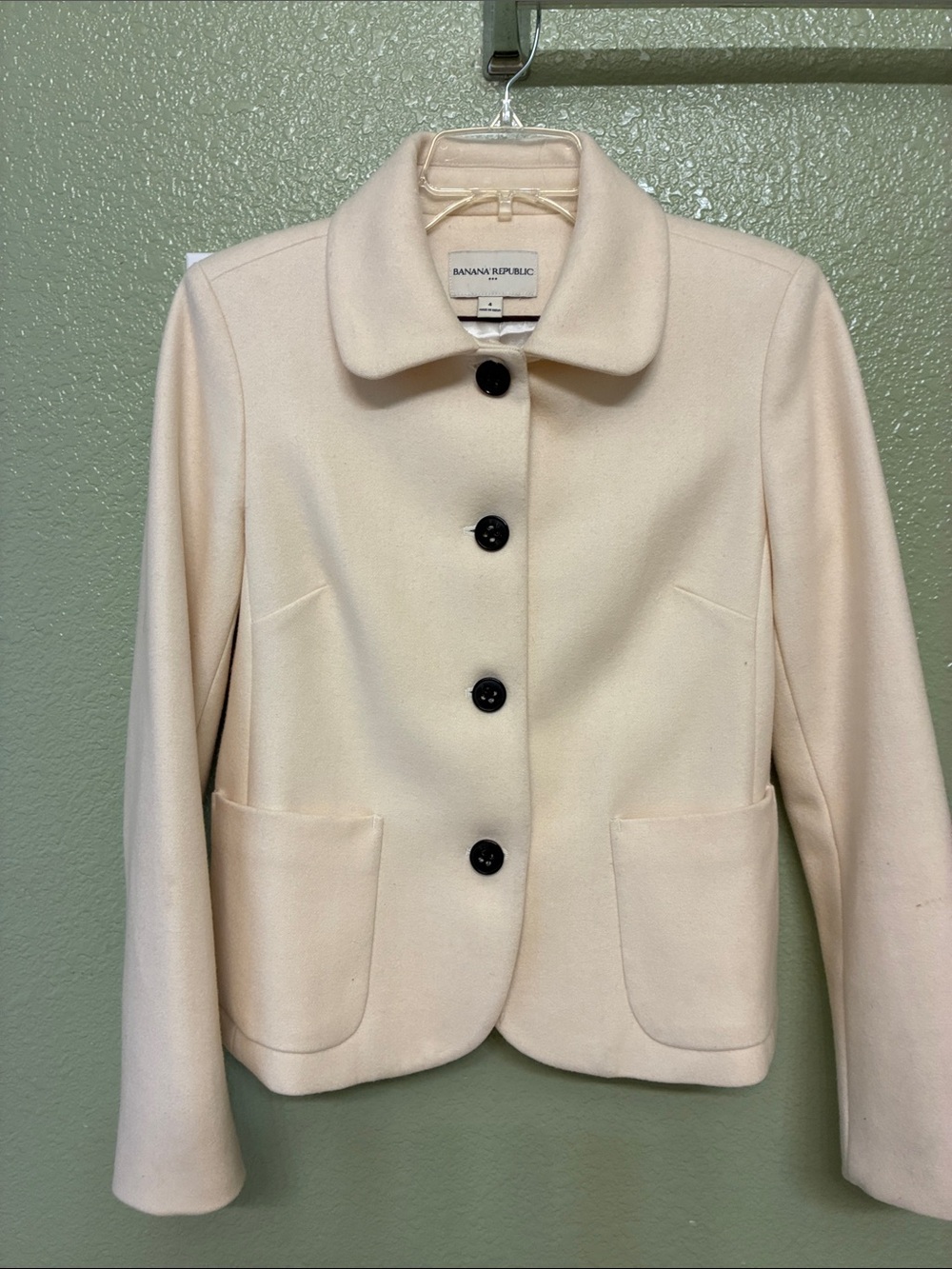 Banana Republic Pale Cream Wool-blended Collar Button Jacket
